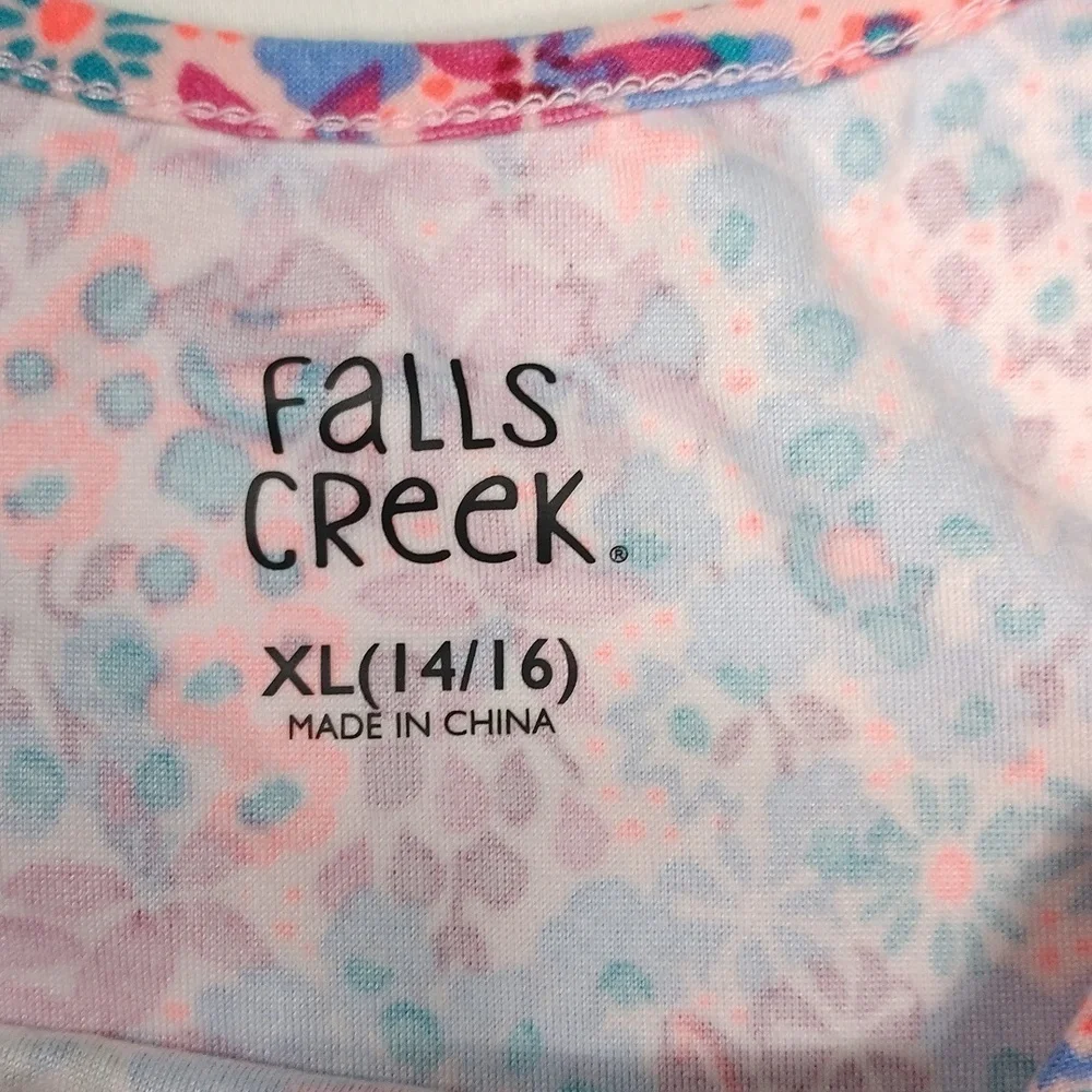 NWT Falls Creek Pink and Blue Floral Kids Dress SIZE XL